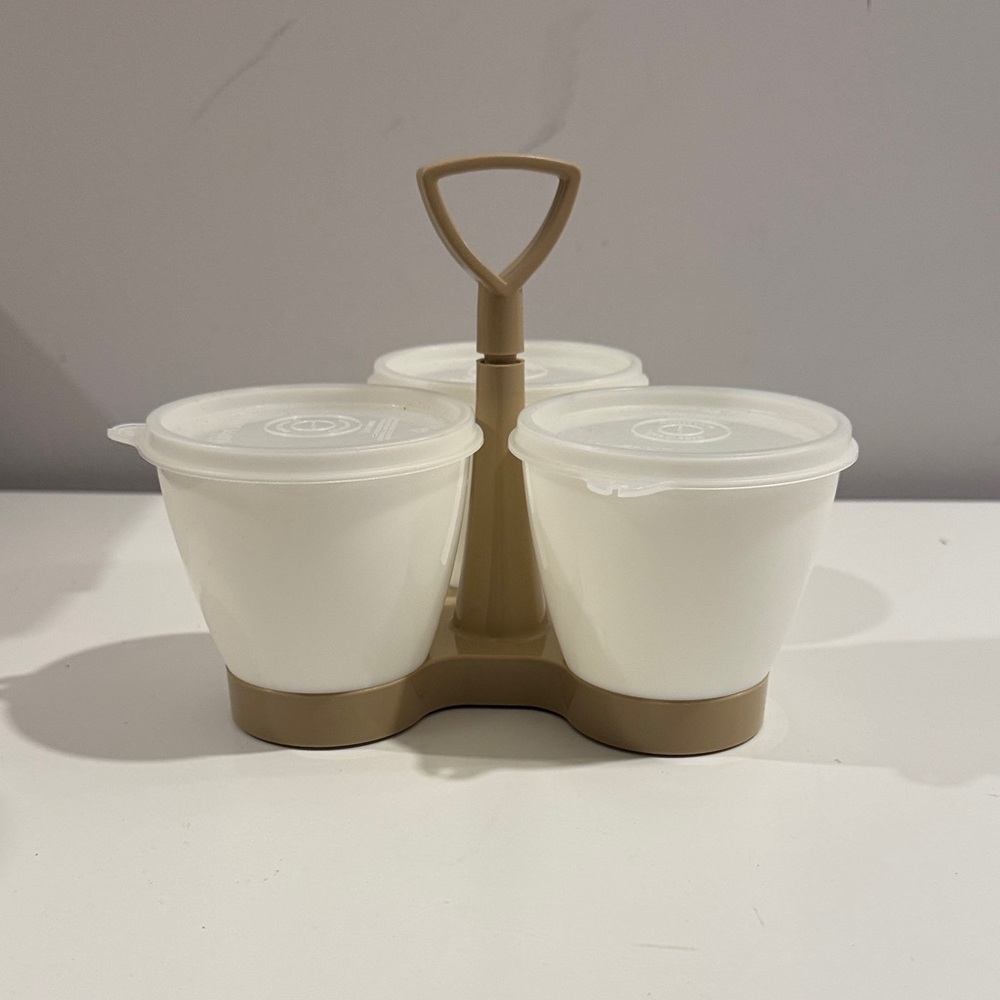 vintage Tupperware condiment caddy